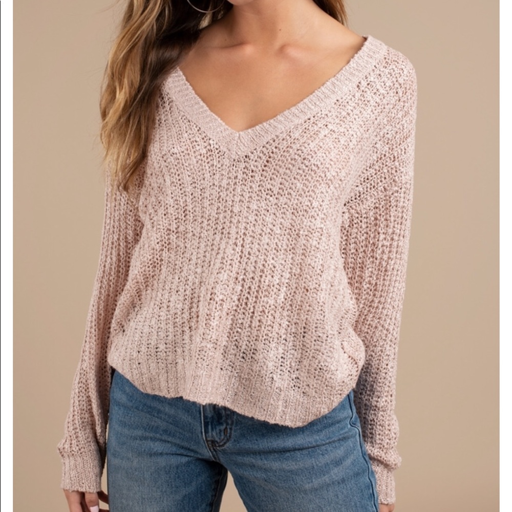 Blush Oversized V Neck Knit Sweater